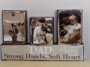 Personalized Fathers Day gift father photo with son and daughter sepia ...