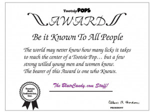brown nose award certificate