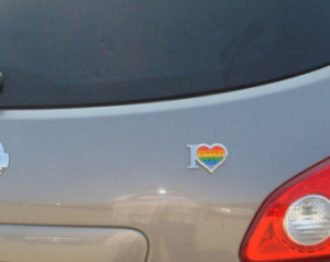 LBGT I Love Heart Pride flag 3D emb lem gay lesbian rainbow heart for ...
