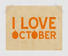 Love October Pumpkin Printable Fall Print Autumn Print Orange 8 x 10 ...