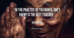 In the practice of tolerance, one's enemy is the best teacher.”