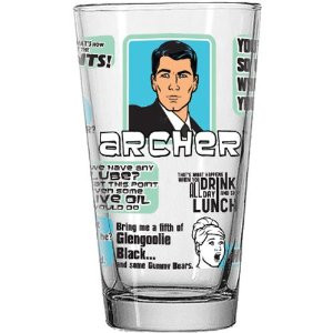 Archer Pint Glass With Show Quotes