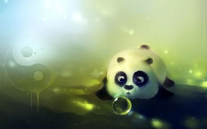 Similar wallpapers to Cute panda playing with bubbles