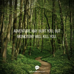Adventure may hurt you, but monotony will kill you.