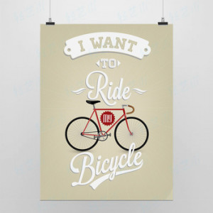 ... Bicycle Vintage Retro Poster A4 Wall Quotes Custom DIY Canvas Painting
