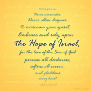 Inspirational quotes the hope of israel quote in yellow theme colour