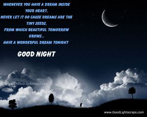 Whenever You Have A Dream Inside Your Heart ~ Good Night Quote