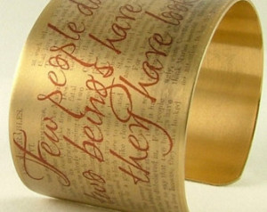 ... - Brass Cuff Bracelet Literary Quote - Fallen In Love - Victor Hugo