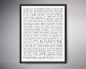 Marianne Williamson - Our Deepest Fear 8x10, 11x14, 16x20, 20x24 ...