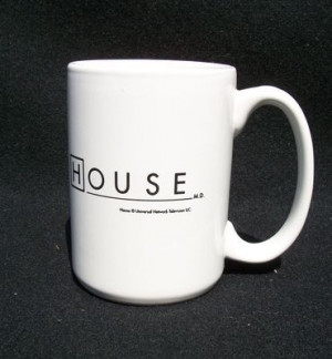 Promo mug with quotations from House MD, including: Everybody lies ...