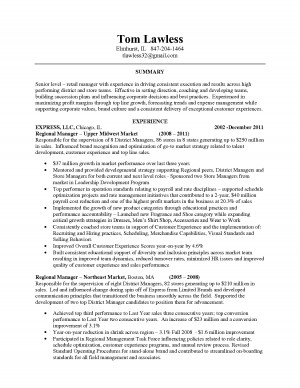 Retail Sales Manager Resume Samples