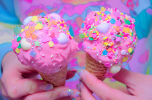 ... ice cream bright star neon sparkle pop kei hearts sprinkles fairy kei