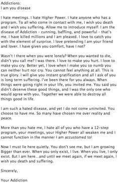 wow powerful letter from the disease of addiction to addicts