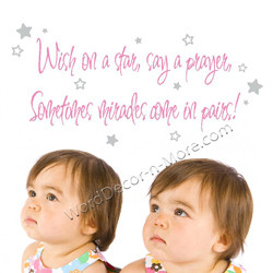 ... nursery wall quote for twins our wish on a star nursery wall quote for