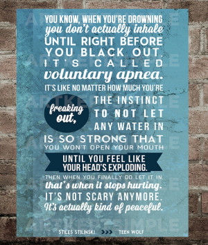 ... Quote Instant download stiles stilinski teen wolf water quote poster