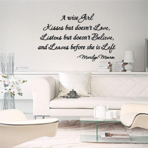 Marilyn Monroe A Wise Girl Kisses Quote Wall Lettering Decal