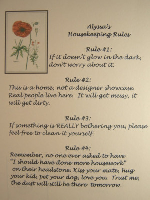 Housekeeping Rules Poster Poppy Quote Personalized by FireOfLife, $4 ...