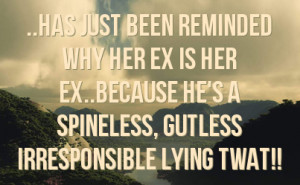 ... her ex..because he's a spineless, gutless irresponsible lying twat