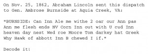 Yes! That's my name within this lightly encoded letter that Abe wrote ...