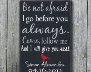 Personalized Wedding Memorial Sign, Hymn-Be not afraid,Memory Sign ...