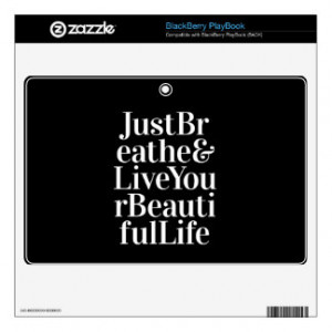 Just Breathe Positive Quotes Black White Type BlackBerry Skins