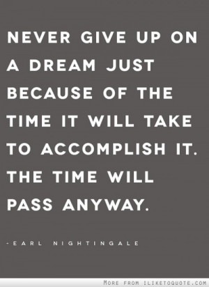 Never give up on a dream just because of the time it will take to ...