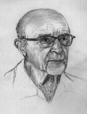 Retrato en carbón de Carl Rogers