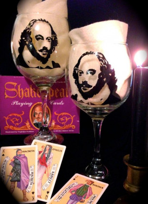 Shakespeare Wine Glasses Hand Painted Wine Quotes by TouchOGlass, $18 ...