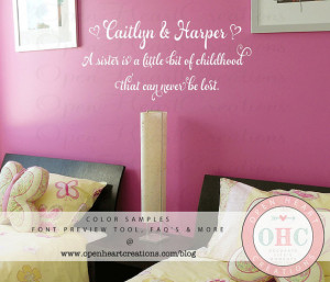Sister Wall Decal Quotes - Baby Nursery Twin Girls Teen Vinyl Wall ...