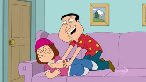 When Quagmire tickles Meg, her lips disappear for a frame.
