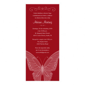 Red Butterfly Quinceanera Invitations from Zazzle.com