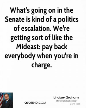 What's going on in the Senate is kind of a politics of escalation. We ...