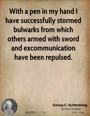 ... which others armed with sword and excommunication have been repulsed