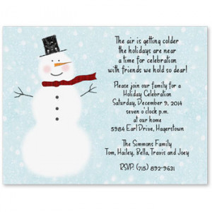Snowman Christmas Party Invitations