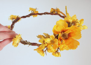 Harvest Bloom Flower Crown - Golden Yellow Flowers