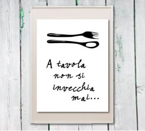 Kitchen art Italian quote printable spoon fork by Lebonretro, $4.50
