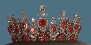 An elaborate ruby and diamond tiara, formerly belonging to a member of ...
