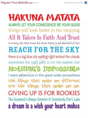 ON SALE Disney Inspirational Movie Quotes by KimBradicaDesign, $16.00