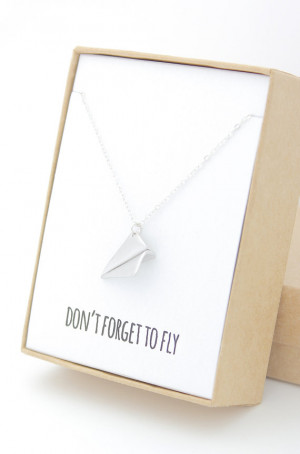 ... Direction - Don't Forget to Fly - Silver Paper Plane - Airplane Charm