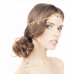 Beautiful-Round-Pendant-Gold-Chain-Hair-Jewelry-Head-Chain-Hairband ...