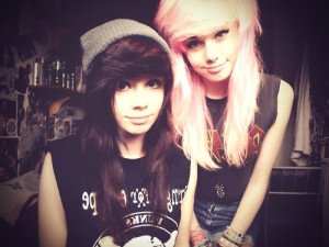 cute, girls, pink hair, teen