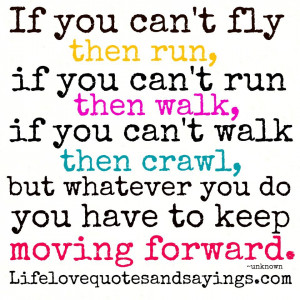 If you can’t fly then run, if you can’t run then walk, if you can ...