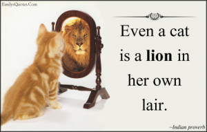 Even a cat is a lion in her own lair.”