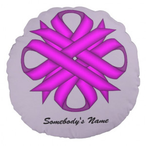 Purple Clover Ribbon Round Pillow