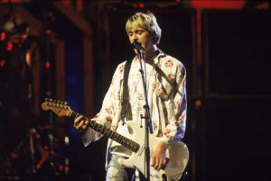 Kurt Cobain (1967 – 1994) performs on stage with Nirvana at the MTV ...