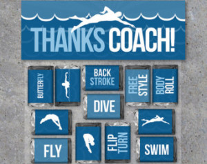 Swimming Coach Thank You Gift – Swimming Mini Candy Bar Wrappers and ...