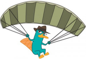 No, he's still Perry until he puts on his hat. THEN, he looks like ...