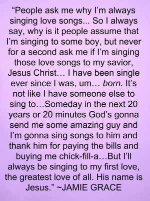 Jamie Grace on love songs... LOVE THIS!!