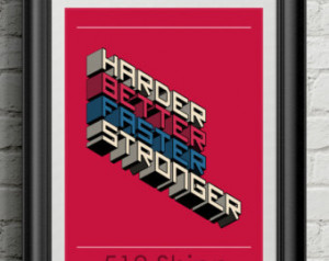 Daft Punk Harder Better Faster Stronger Inspirational Quote Wall Decor ...