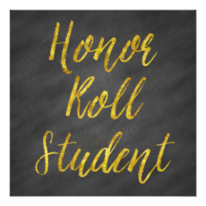 Honor Roll Student Gold Faux Glitter Chalkboard 5.25x5.25 Square Paper ...
